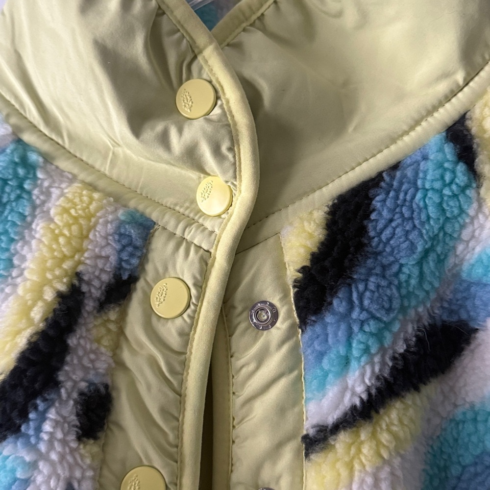 Free People Movement Rocky Ridge Printed Bomber Fleece Jacket Blue Rainbow - Picture 3 of 4
